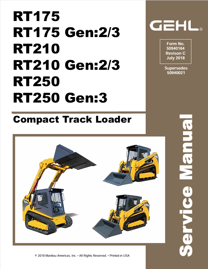 GEHL RT175 RT210 RT250 Compact Track Loader Service Manual PDF