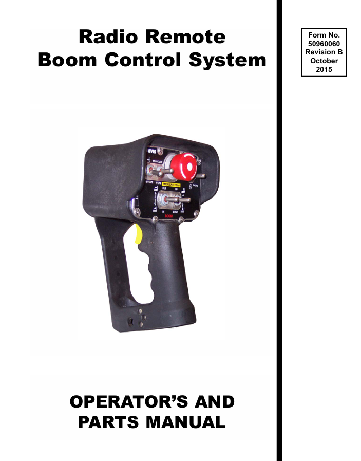 GEHL Radio Remote Boom Control System Operator Manual 50960060 PDF