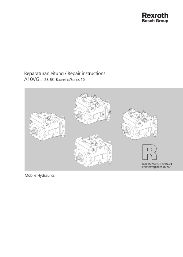GEHL Rexroth A10VG 28-63 Series 10 Repair Manual 915170