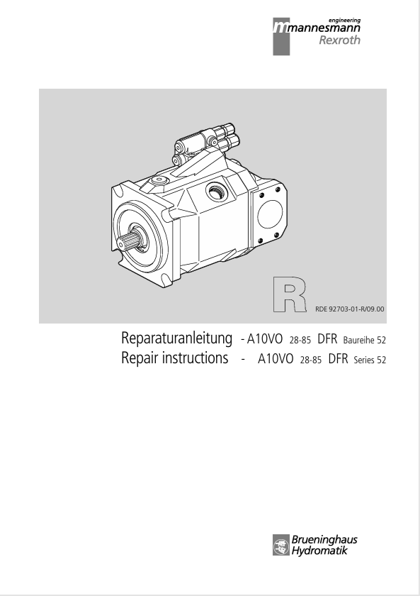 GEHL Rexroth A10VO 28-85 DFR Series 52 Repair Manual 915171