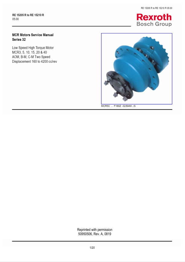 GEHL Rexroth MCR Motor Series 32 Service Manual 50950506 PDF