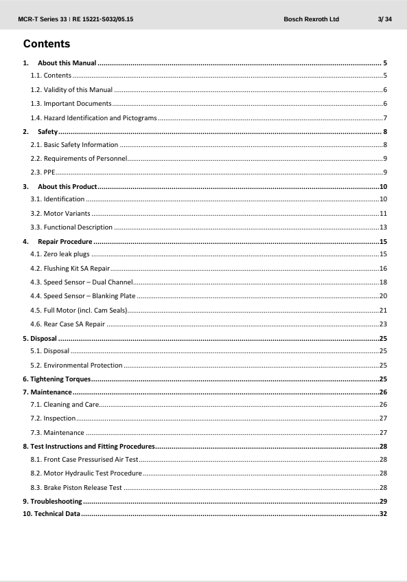 GEHL S032 Radial Piston Motor MCR-T Repair Manual PDF