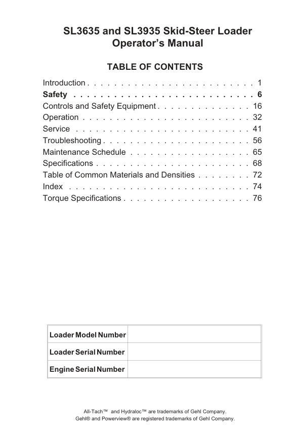 GEHL SL3635 SL3935 Operator Manual PDF Download – 908268
