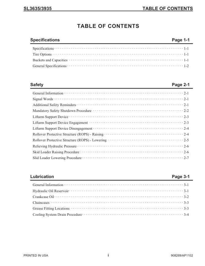 GEHL SL3635 SL3935 Service & Repair Manual 908269