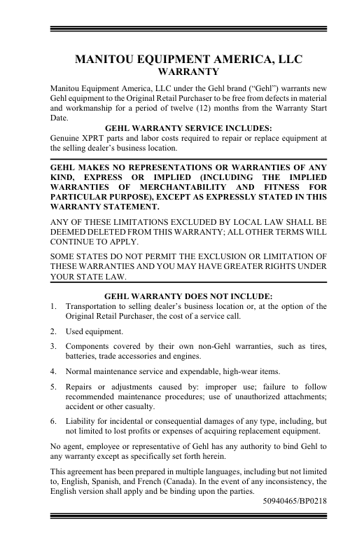 GEHL SL3640E, SL3840E (EU) & SL4240E Operator Manual Download