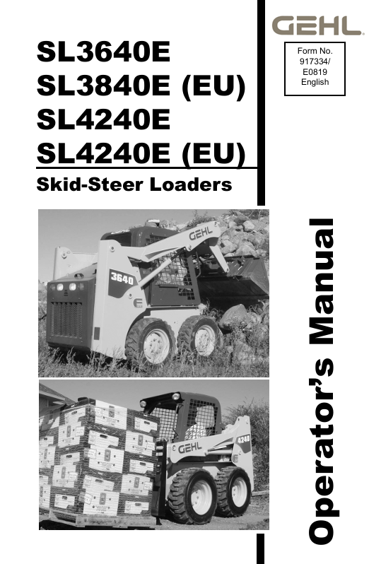 GEHL SL3640E SL3840E SL4240E Operator Manual PDF 917334
