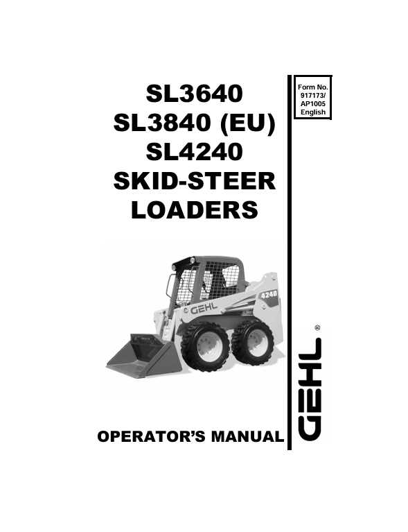 GEHL SL3640, SL3840 (EU), SL4240 Operator Manual 917173 PDF