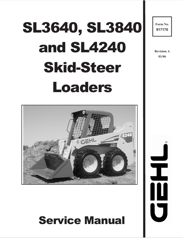 GEHL SL3640 SL3840 SL4240 Skid Steer Service Manual 917170 PDF