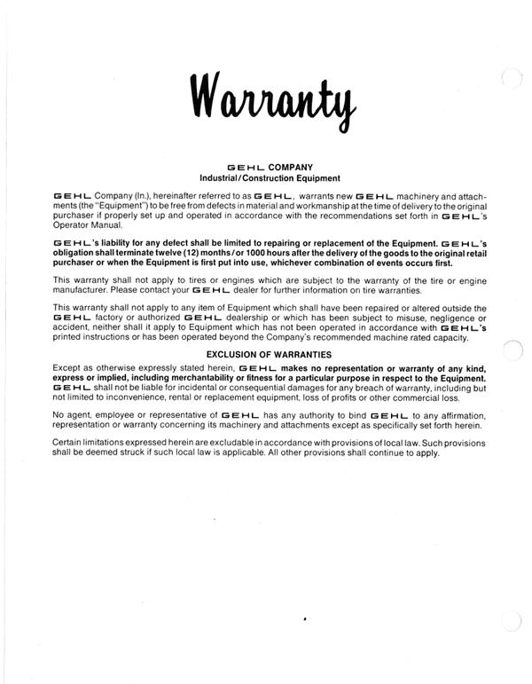 GEHL SL4515 SL4615 Loader Operator's Manual PDF Download