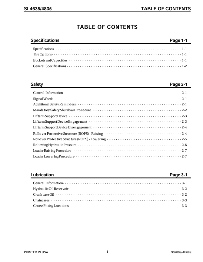 GEHL SL4635 SL4835 Service & Repair Manual 907809