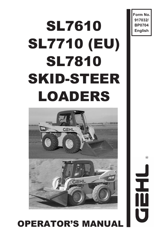 GEHL SL7610 SL7710 (EU) SL7810 Operator Manual 917032 PDF
