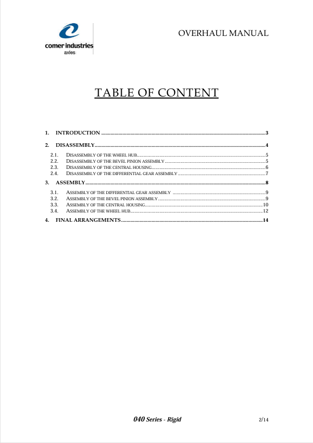 GEHL Series 040 Rigid Drive Axle Workshop & Repair Manual 918356