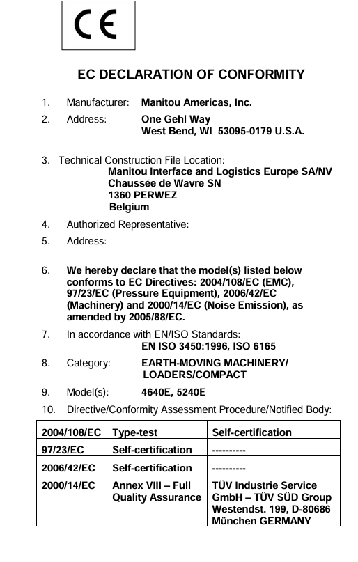 GEHL Skid-Steer Loader SL4640E & SL5240E Manual PDF 917314