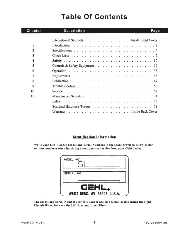 GEHL Skid Loader 5635 & 6635 Series Operator Manual 907283 PDF