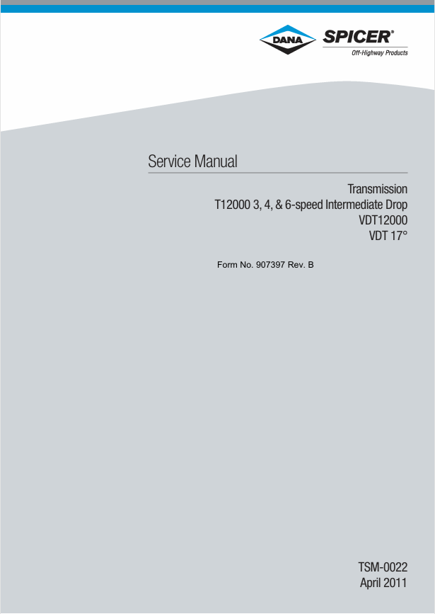 GEHL Spicer T12000 VDT12000 VDT17 Transmission Service Manual