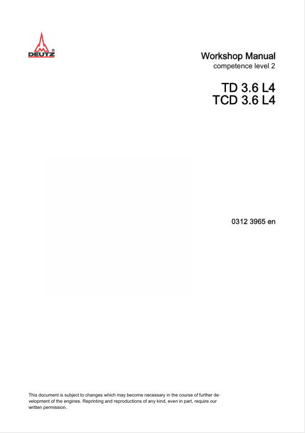 GEHL TD 3.6 L4 & TCD 3.6 L4 Workshop Manual 0312 3965 EN PDF
