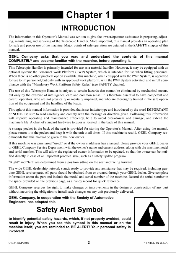 GEHL Telescopic Handler RS6-42, RS8-42 & RS8-44 Manual PDF Download