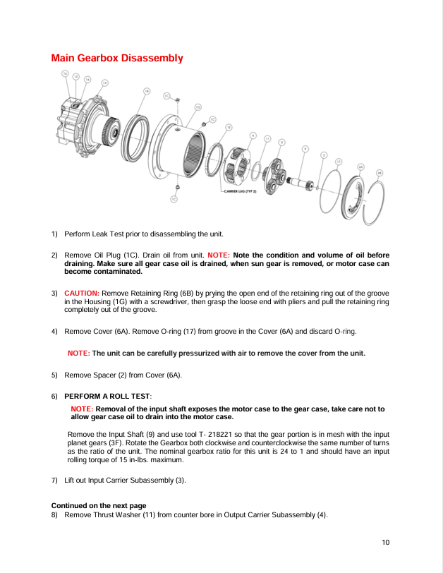 GEHL Torque-Hub Planetary Final Drive CT05 CT07 Workshop Manual
