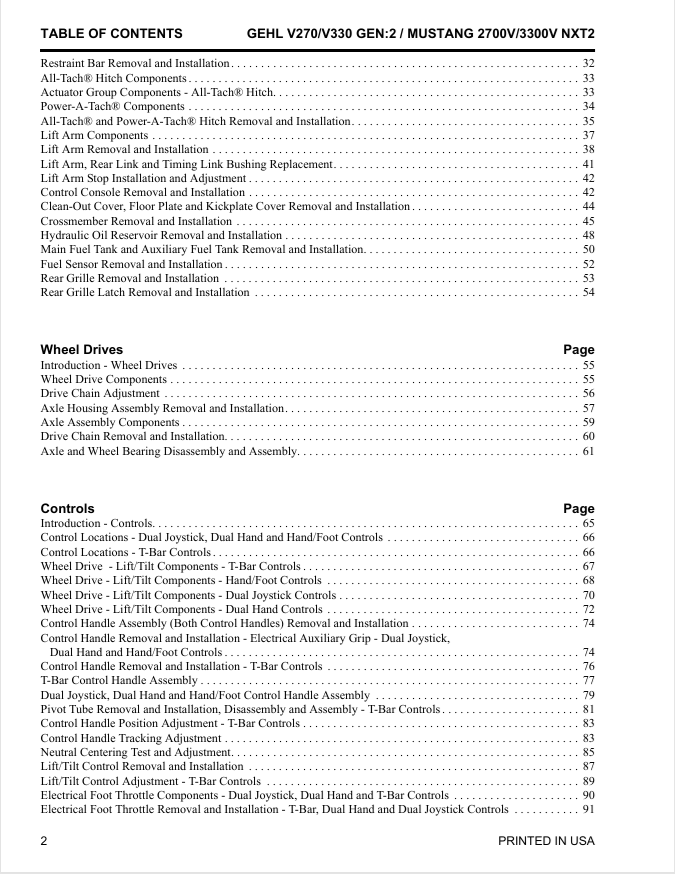 GEHL V270 V330 & Mustang 2700V 3300V NXT2 Service Manual PDF