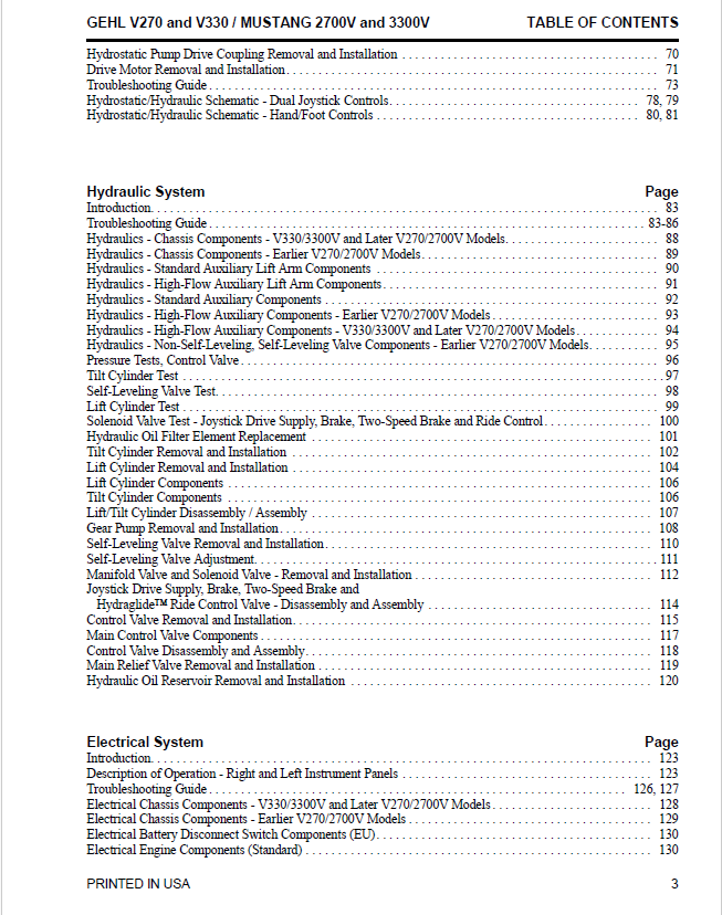 GEHL V270 V330 Skid Steer Loader Workshop Service Manual 917435 PDF