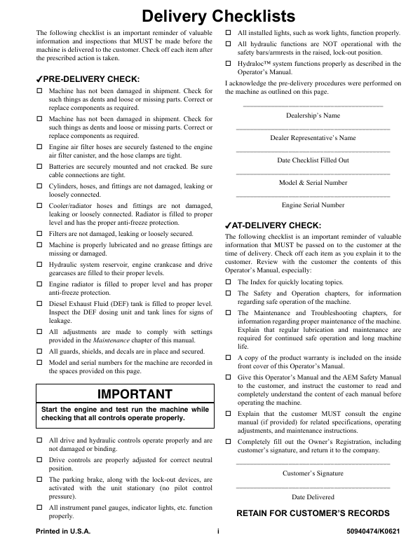 GEHL VT320 Compact Track Loader Operator Manual 50940474 Instant PDF Download