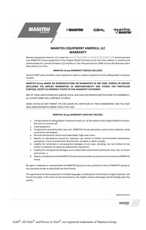 GEHL X-Series Skid-Steer Loader Manual R135 R150 R165 PDF