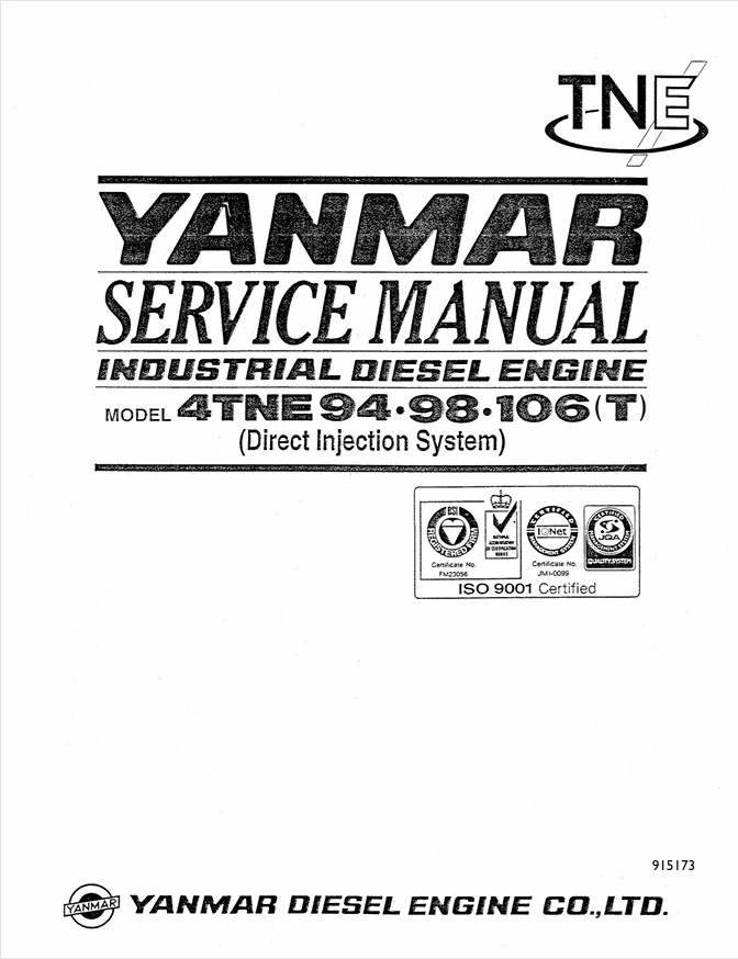 GEHL Yanmar TNE Series 4TNE94 98 106T Engine Service Manual PDF