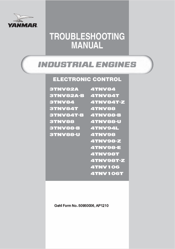 GEHL Yanmar TNV Engine Troubleshooting Manual 50950006 PDF
