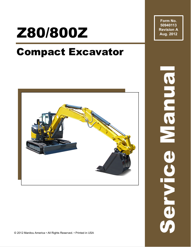 GEHL Z80, 800Z Compact Excavator Service Manual 50940113 PDF Download