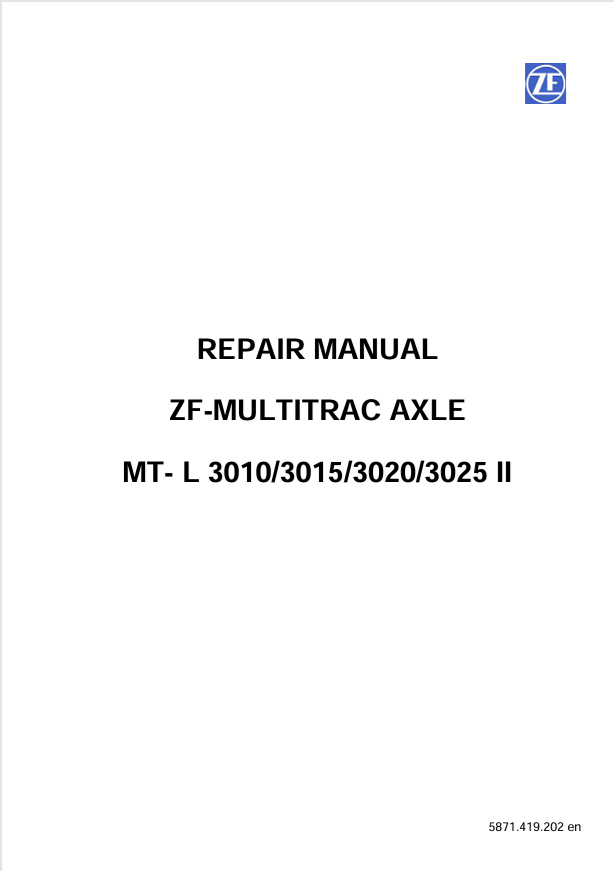 GEHL ZF-MULTITRAC Axle MT-L 3010–3025 II Repair Manual PDF