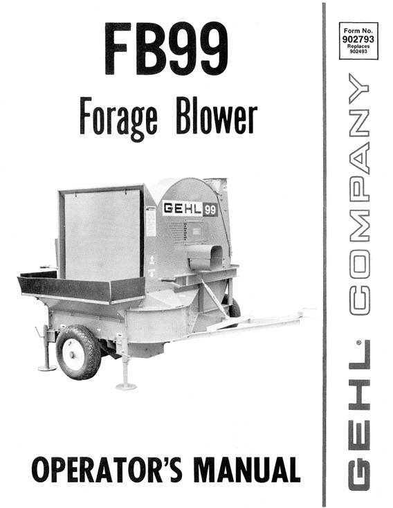GHEL FB99 Forage Blower Operator Manual 9027393 PDF Download