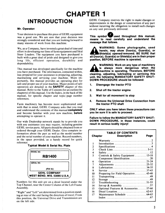GHEL RB 1400 Baler Operation & Maintenance Manual 902509