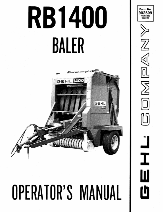 GHEL RB 1400 Baler Operator Manual 902509 PDF Download