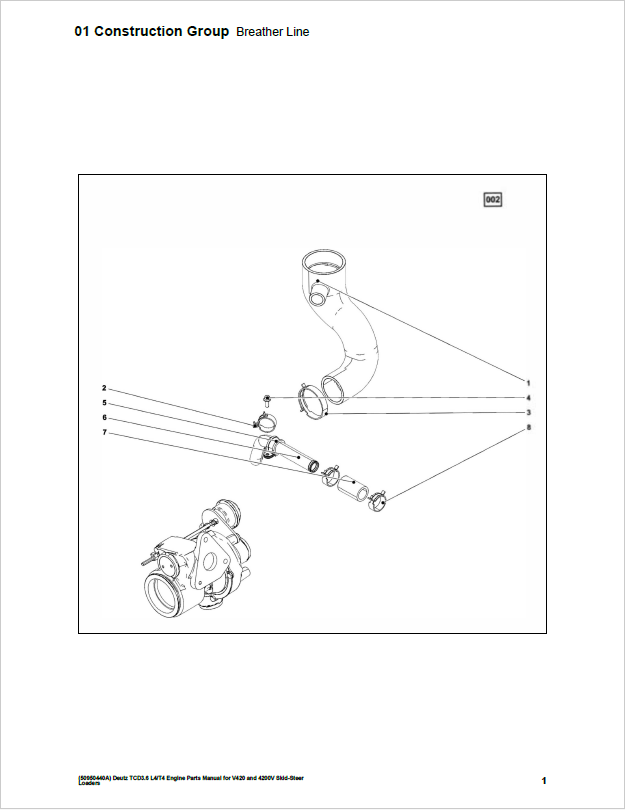 Gehl 4200V / V420 Skid Steer Loader Parts Catalog PDF - Deutz TCD3.6