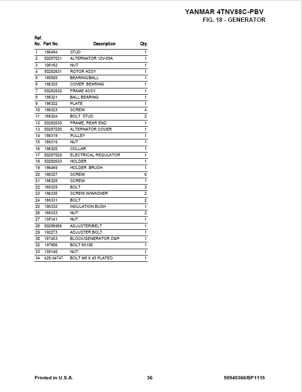 Gehl Mustang Yanmar 4TNV86CT-PBV Excavator Parts Manual Download PDF