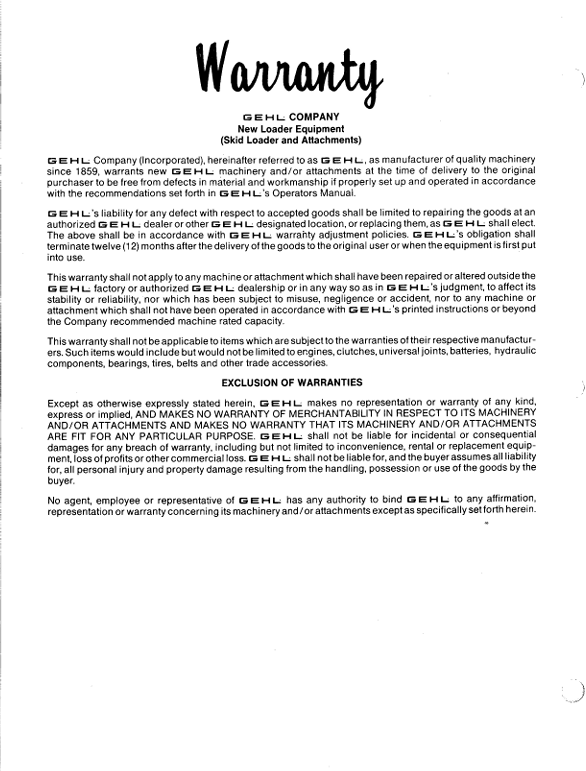 Gehl SL5620 Skid Loader Operator & Maintenance Manual - PDF Download