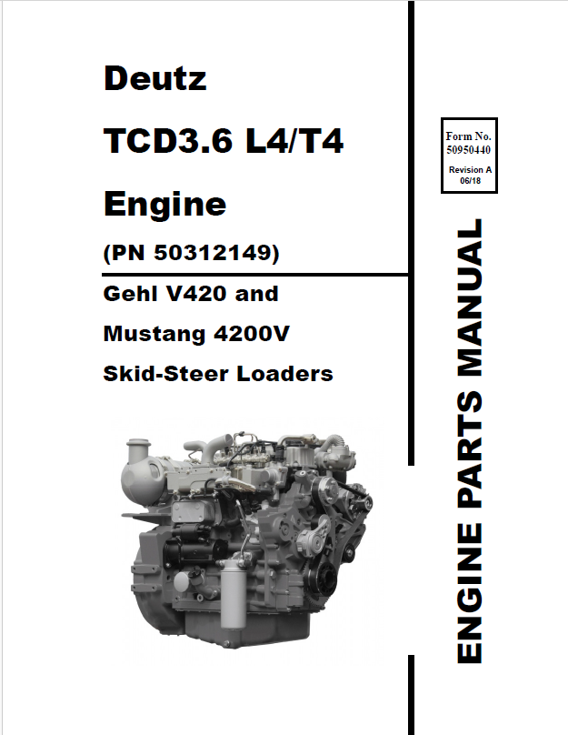 Gehl V420 / 4200V & Mustang Deutz TCD3.6 Parts Catalog Manual PDF