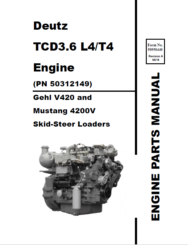 Gehl V420 / 4200V Skid-Steer Loader & Deutz TCD3.6 Parts Catalog Manual (PDF)