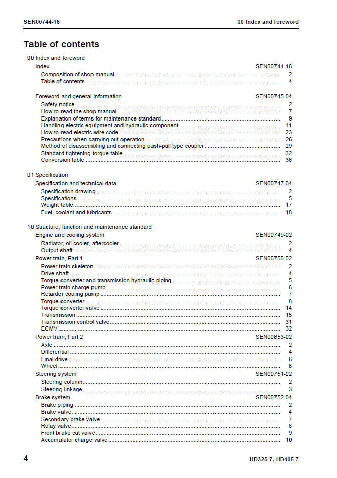HD325-7 HD405-7 Komatsu Dump Truck Workshop Manual SEN00486-16