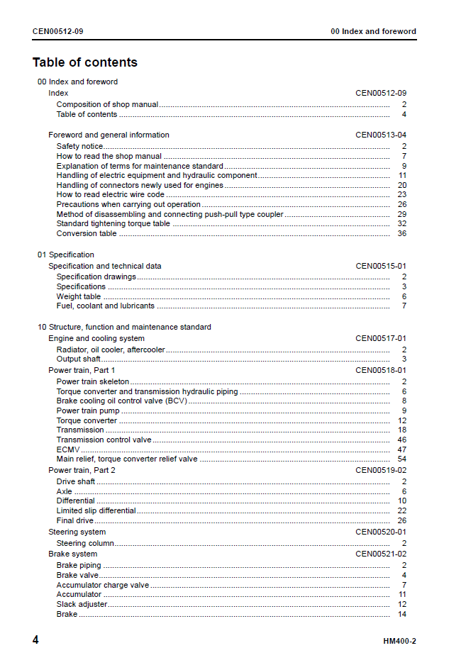HM400-2 Articulated Dump Truck Service Manual CEBM007901