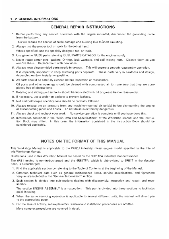 Isuzu 6RB1-6RBIT Workshop Manual PDF – Repair & Overhaul Guide