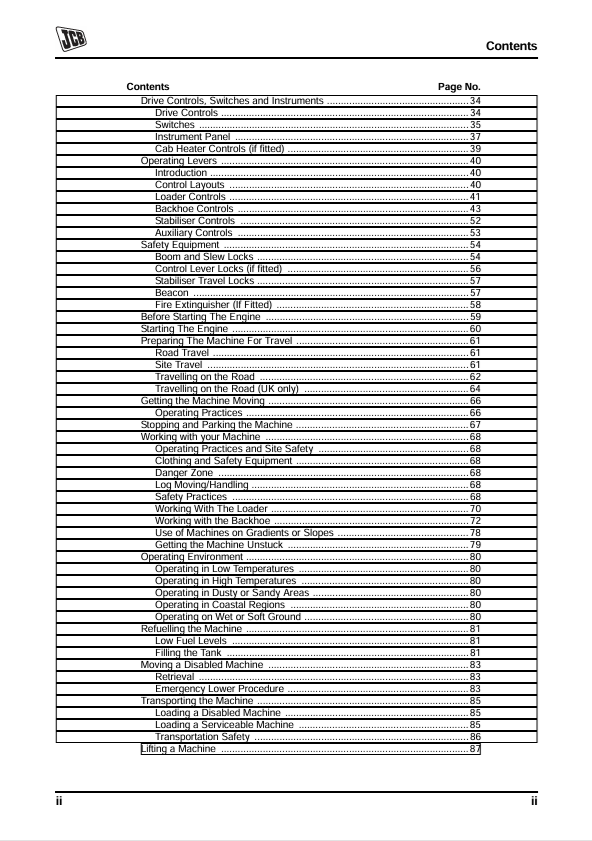 JCB 1CX Backhoe Loader Operator PDF