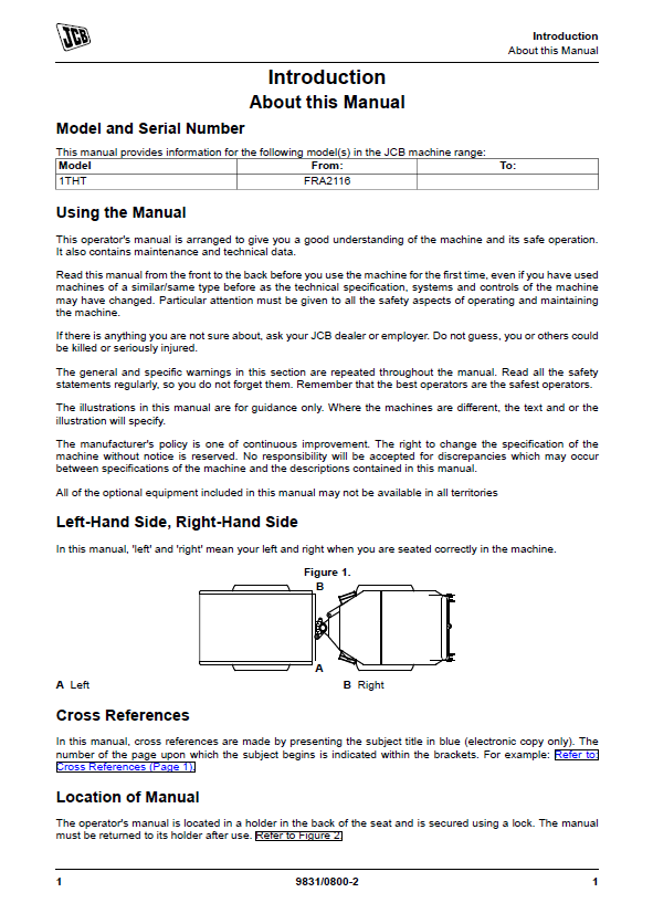 JCB 1THT Dumper Maintenance and Operator Manual PDF