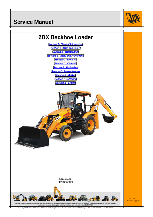 JCB 2DX Backhoe Loader Service Manual PDF 
