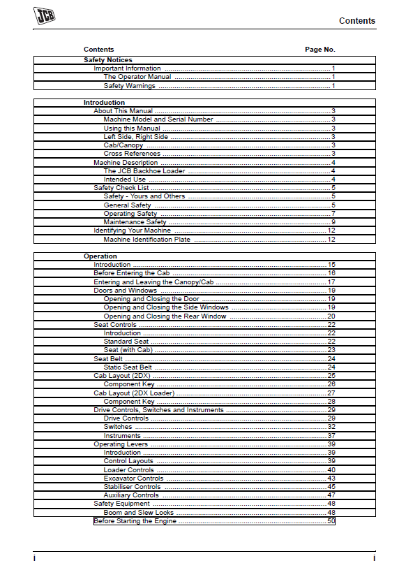 JCB 2DX and 2DXL Backhoe Loader User & Operator Guide PDF