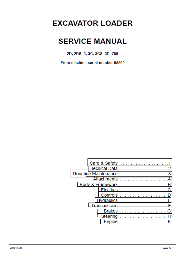 JCB 2D, 2DS, 3, 3C, 3CS, 3D, 700 Excavator Loader Service Manual PDF