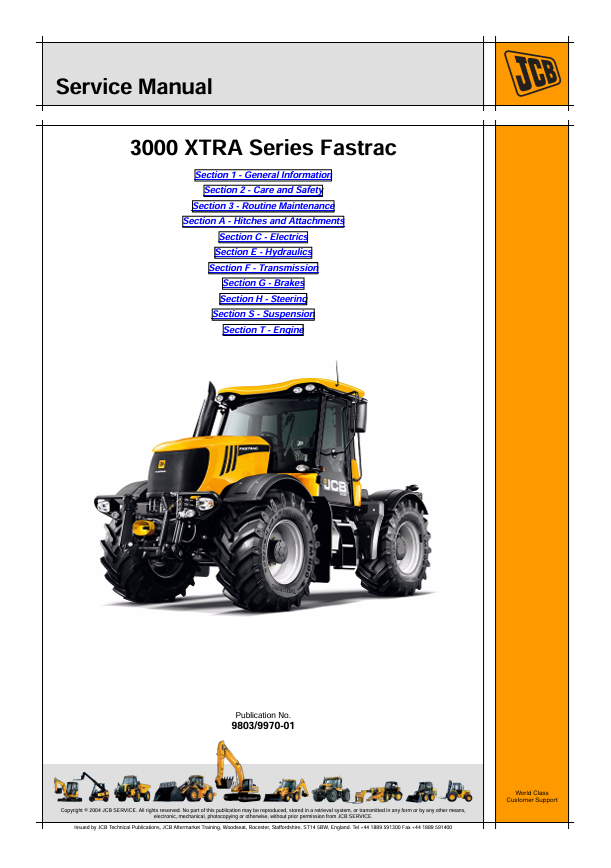 JCB 3000 Xtra Series Fastrac Service Manual PDF Download