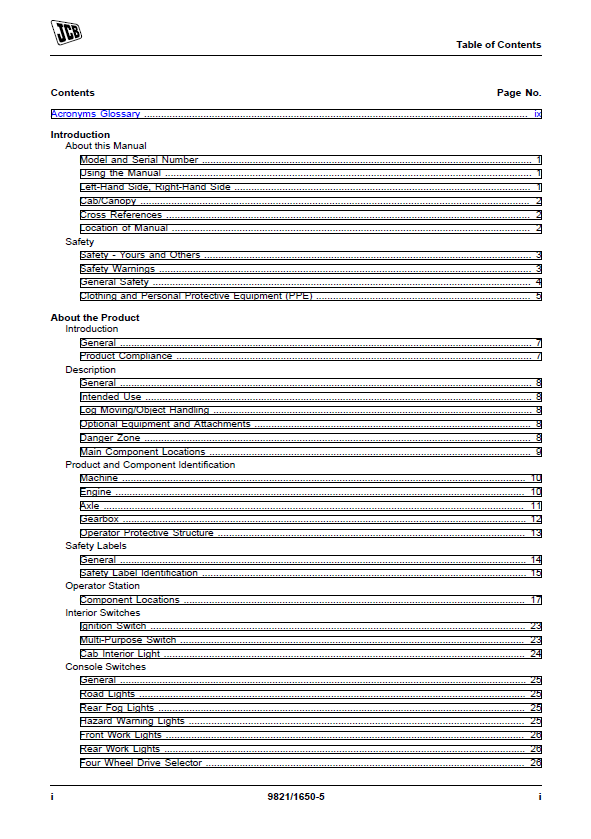 JCB 3CX 4CX 5CX Backhoe Loader Maintenance and Operator Manual
