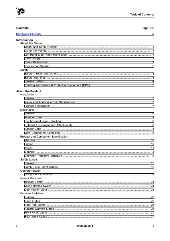 JCB 3CX 4CX Backhoe Loader Operation & Maintenance Manual