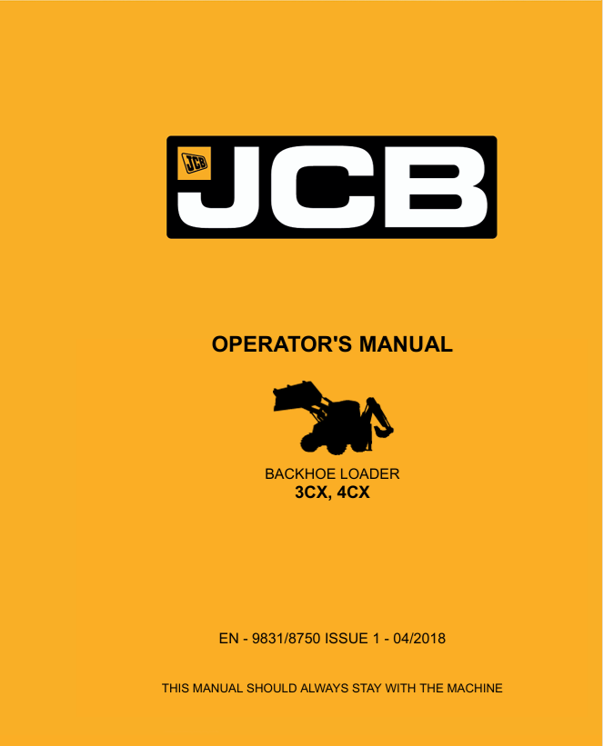 JCB 3CX 4CX Backhoe Loader Operator Manual 
